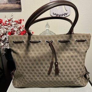 Dooney & Bourke Brown Monogram Canvas Tote Handbag